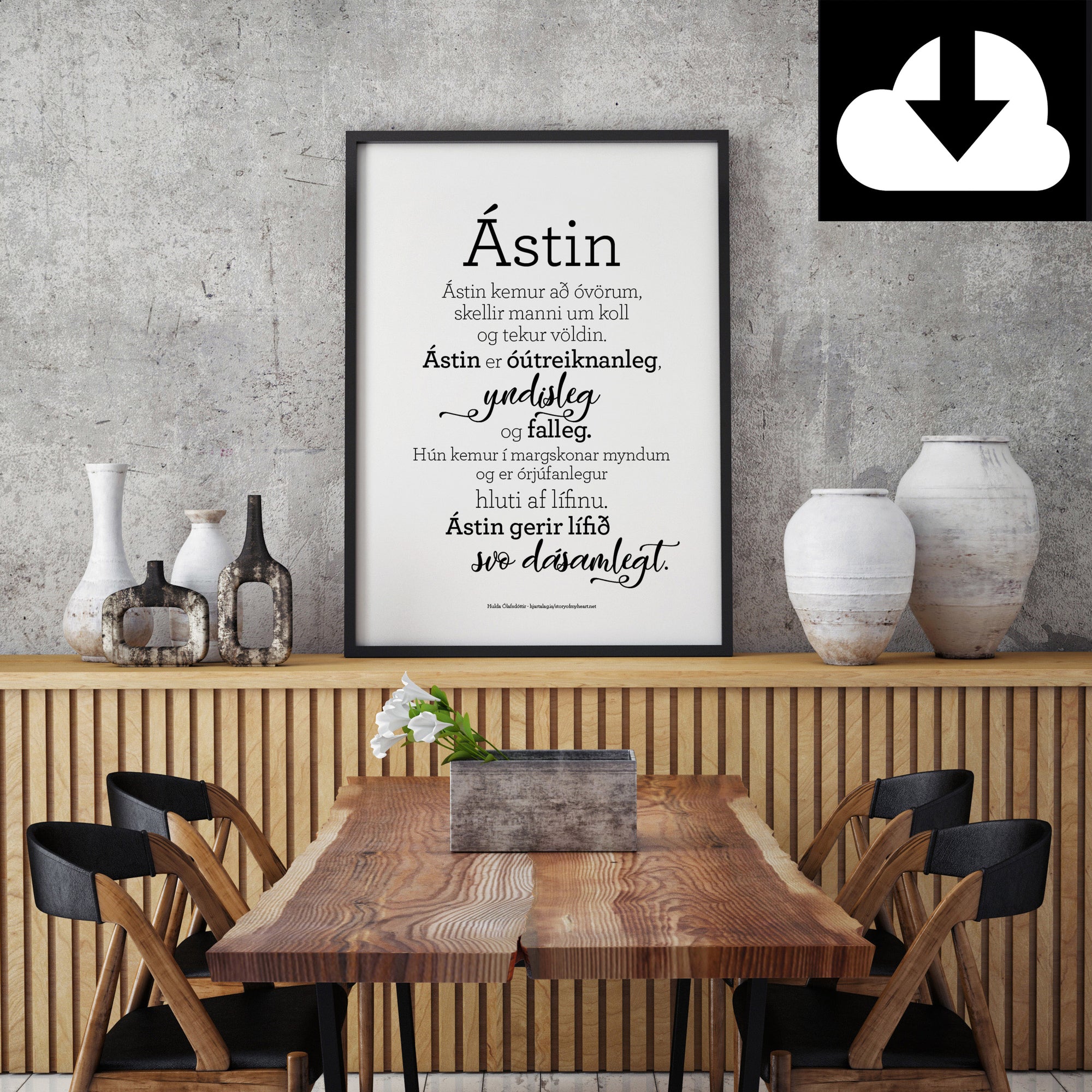 Ástin - Rafræn útgáfa til útprentunar - nokkrar stærðir fylgja