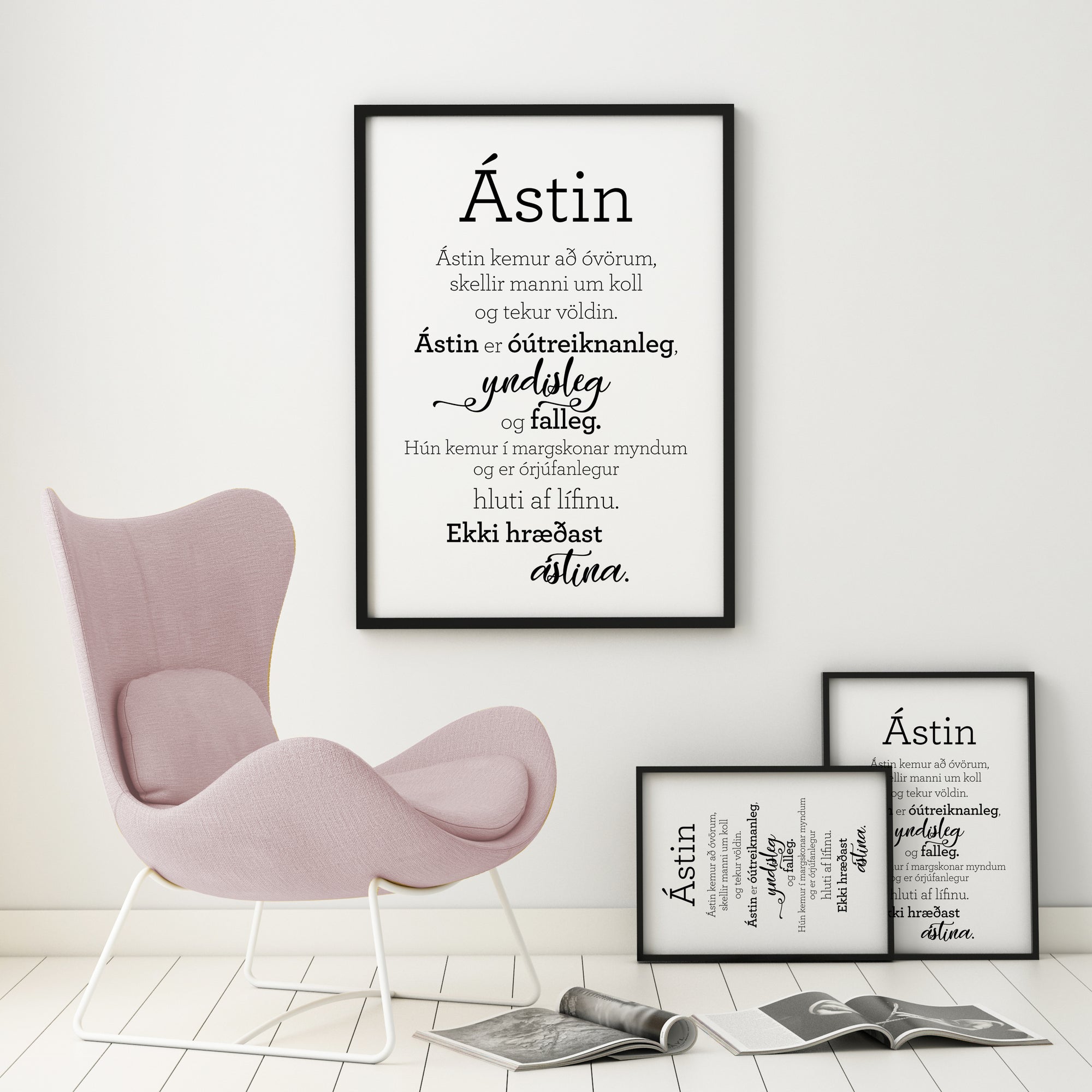 Plakat með gullkorni eftir Huldu Ólafsdóttur - Ástin