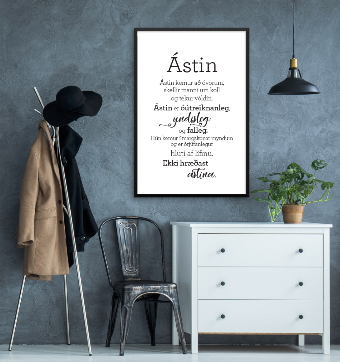 Plakat með gullkorni eftir Huldu Ólafsdóttur - Ástin