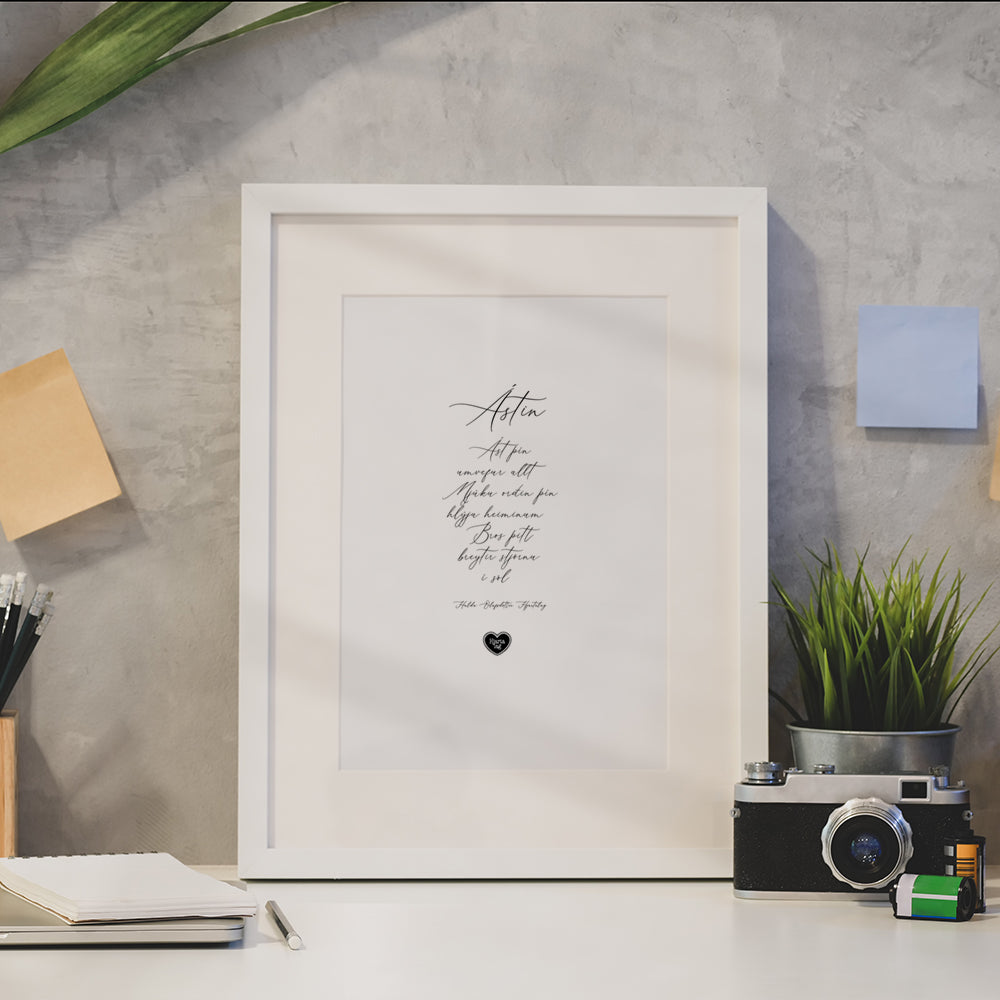 Ástin - ljóð eftir Huldu Ólafsdóttur - Plakat