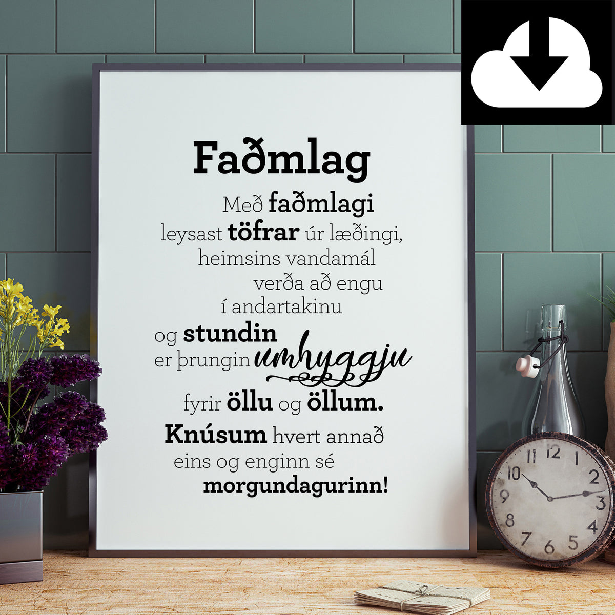 Faðmlag - Rafræn útgáfa til útprentunar - nokkrar stærðir fylgja