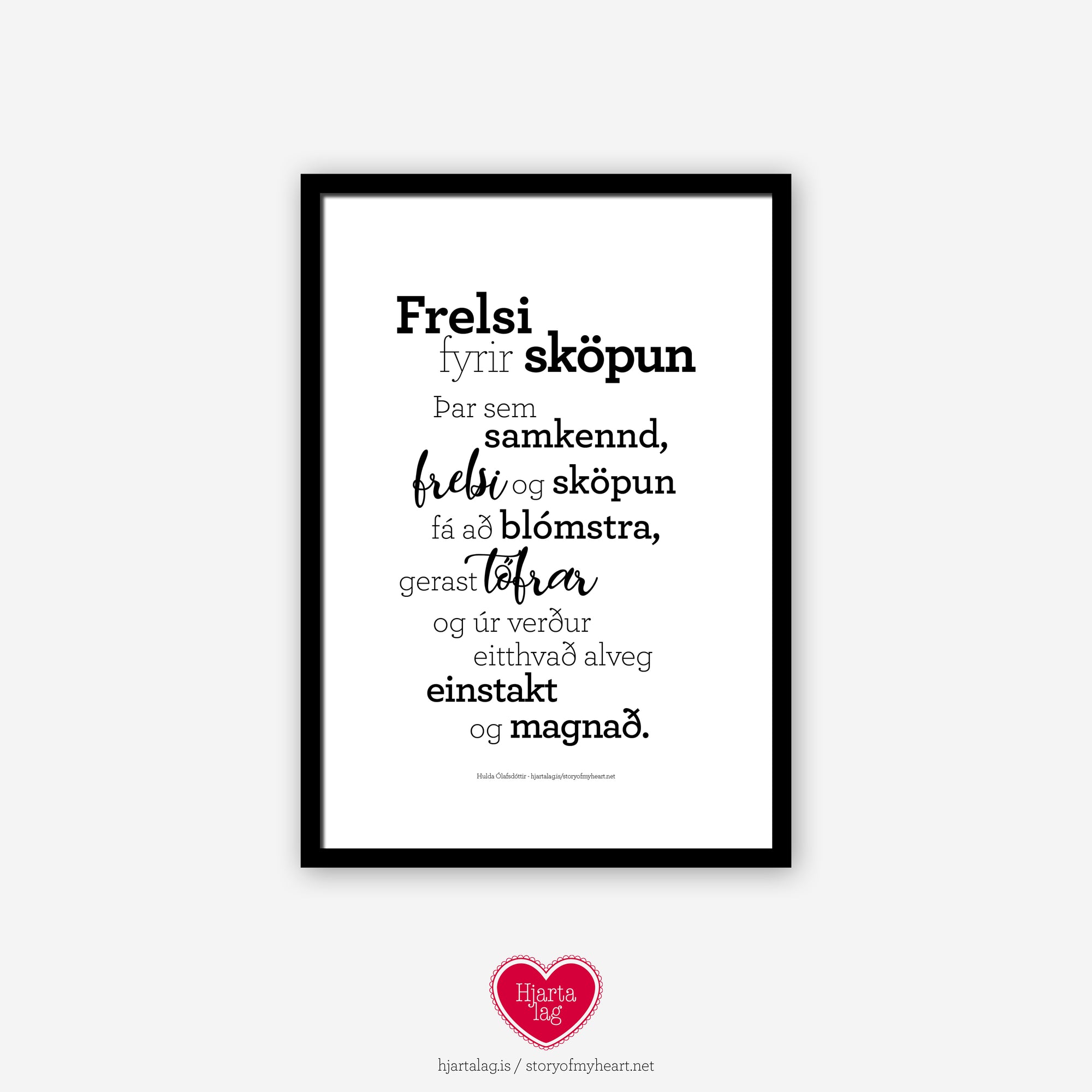 Frelsi fyrir sköpun - Rafræn útgáfa til útprentunar - nokkrar stærðir fylgja