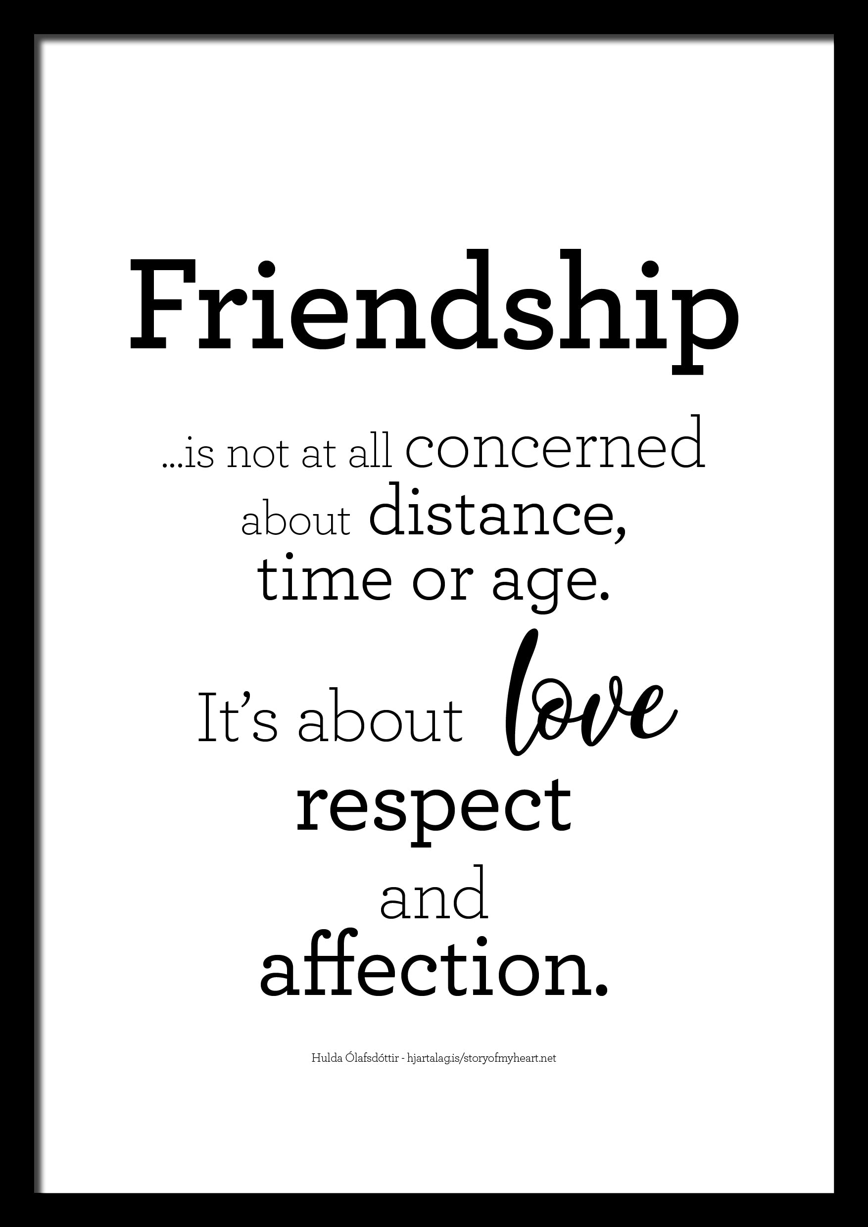 Friendship Text Print - Digital Download - Icelandic Scandinavian Nordic - Black & White - Minimal Typographic Wall Art