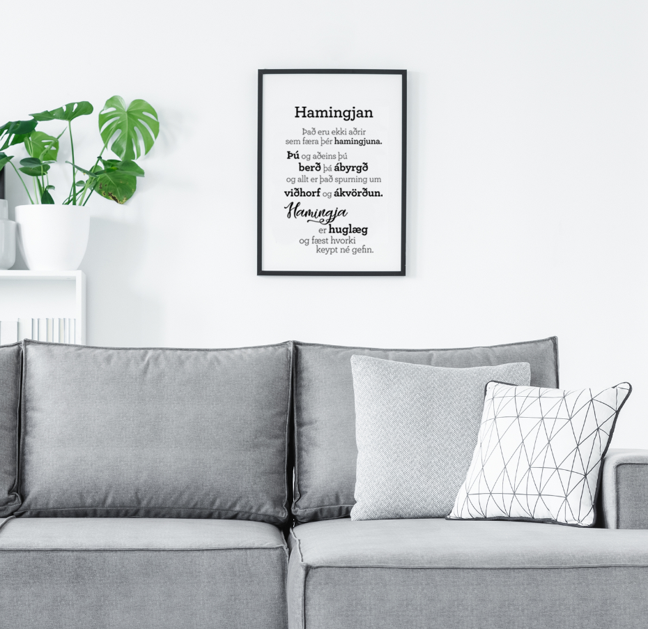Plakat með gullkorni eftir Huldu Ólafsdóttur - Hamingjan