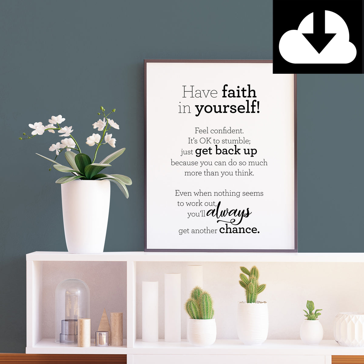 Have Faith in Yourself! - Text Print - Digital Download - Icelandic Scandinavian Nordic - Black & White - Minimal Typographic Wall Art