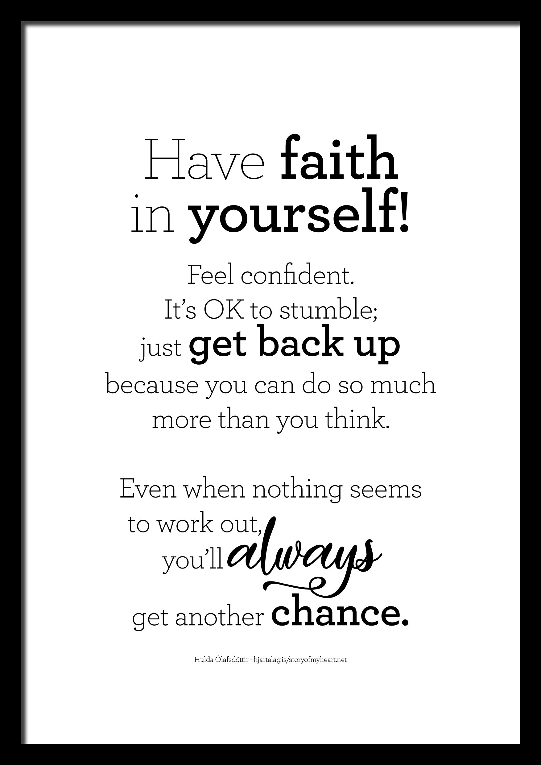 Have Faith in Yourself! - Text Print - Digital Download - Icelandic Scandinavian Nordic - Black & White - Minimal Typographic Wall Art
