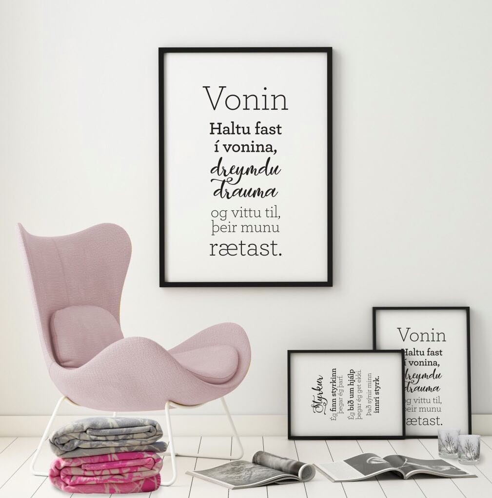 Plakat með gullkorni eftir Huldu Ólafsdóttur - Vonin