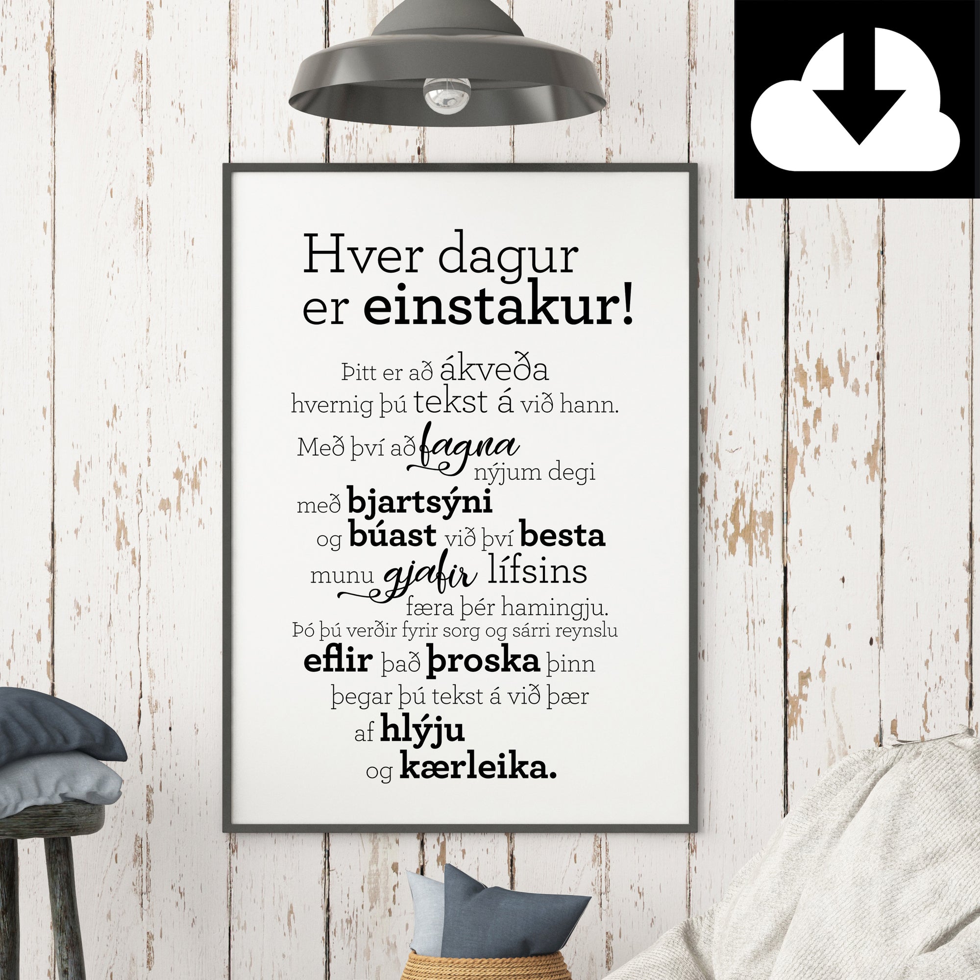 Hver dagur er einstakur - Rafræn útgáfa til útprentunar - nokkrar stærðir fylgja