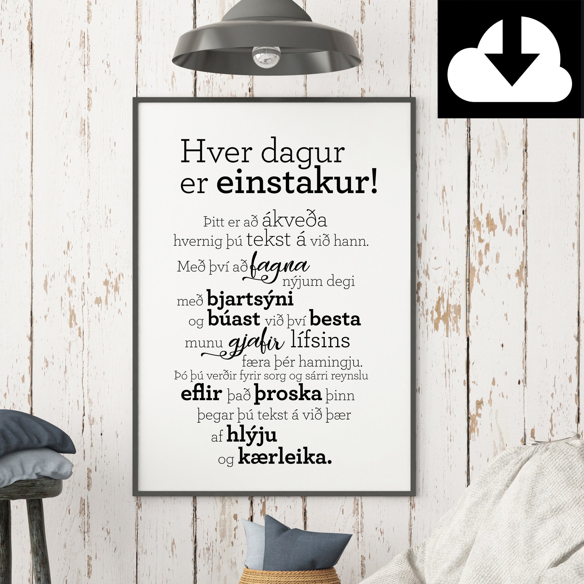 Hver dagur er einstakur - Rafræn útgáfa til útprentunar - nokkrar stærðir fylgja