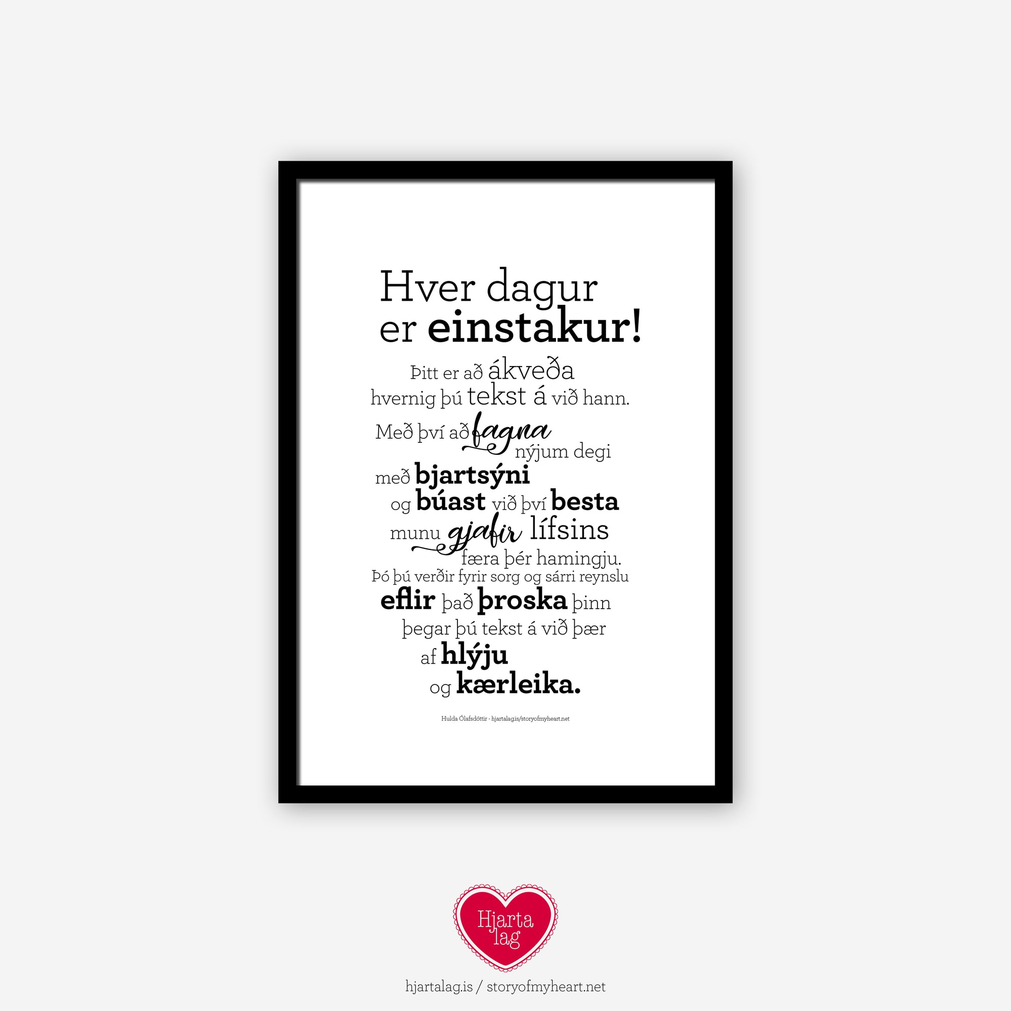 Hver dagur er einstakur - Rafræn útgáfa til útprentunar - nokkrar stærðir fylgja