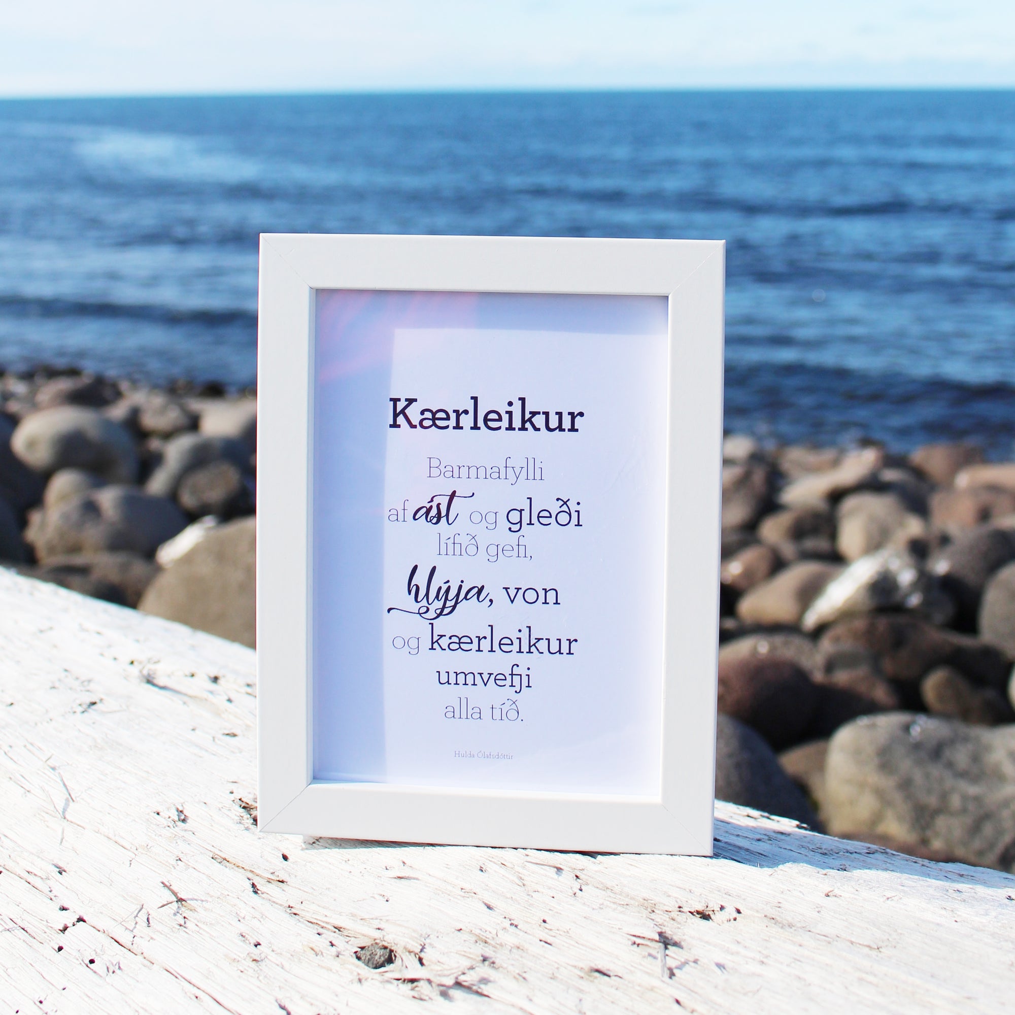 Gullkorn í ramma - Hvítir rammar