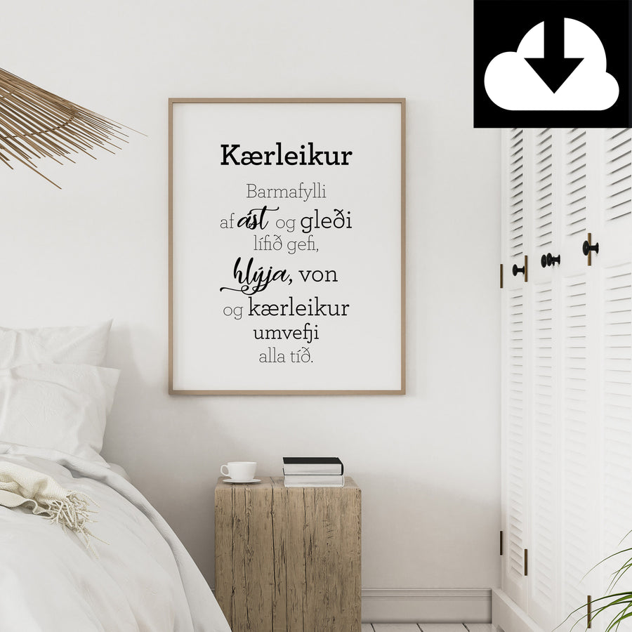 Kærleikur - Rafræn útgáfa til útprentunar - nokkrar stærðir fylgja