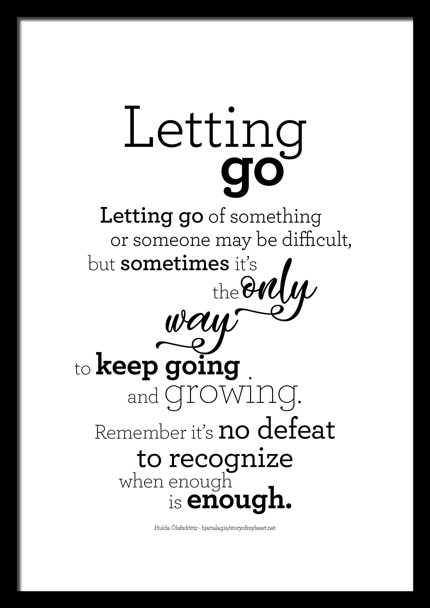 Letting go - Text Print - Digital Download - Icelandic Scandinavian Nordic - Black & White - Minimal Typographic Wall Art
