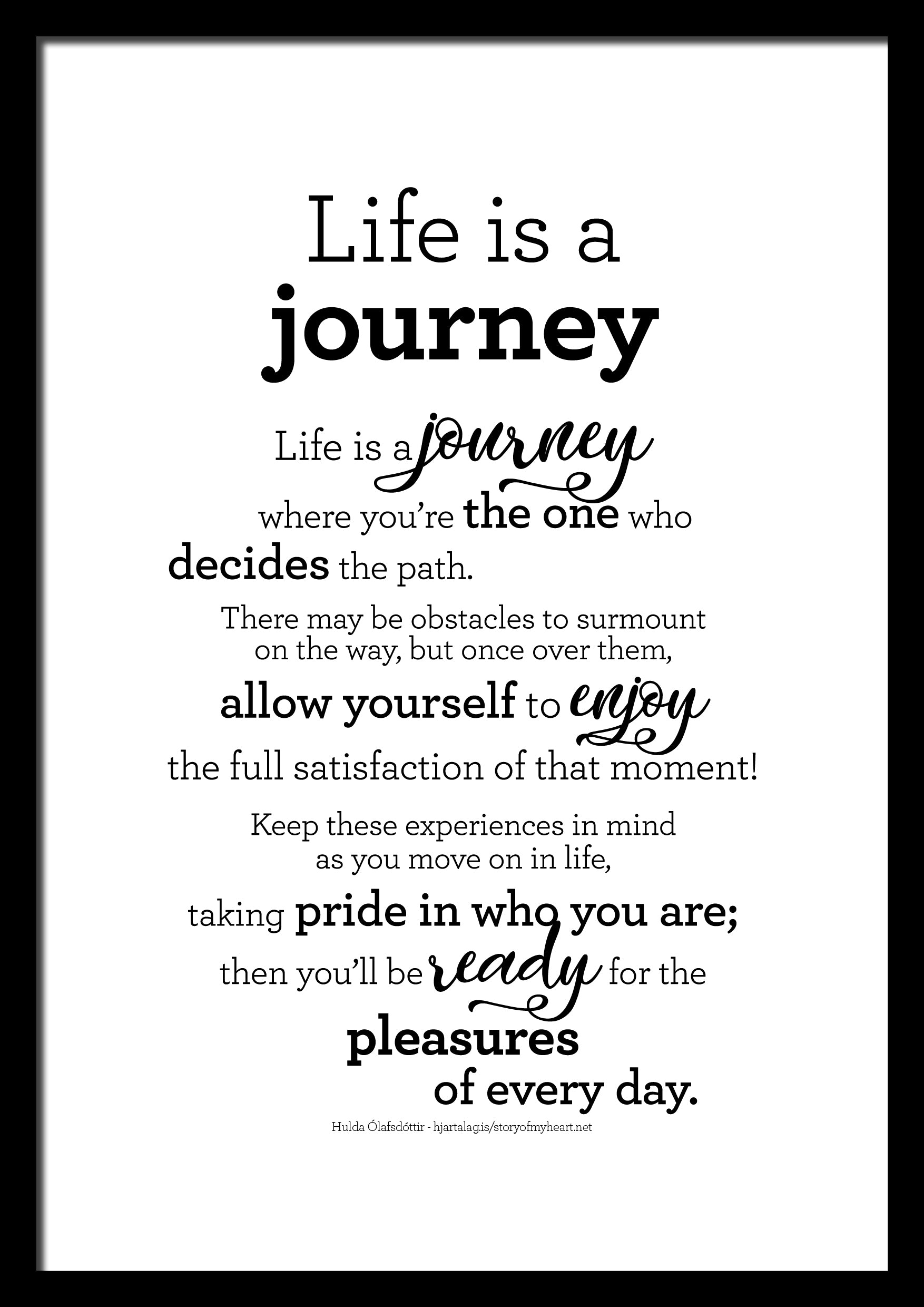Life is a Journey - Text Print - Digital Download - Icelandic Scandinavian Nordic - Black & White - Minimal Typographic Wall Art