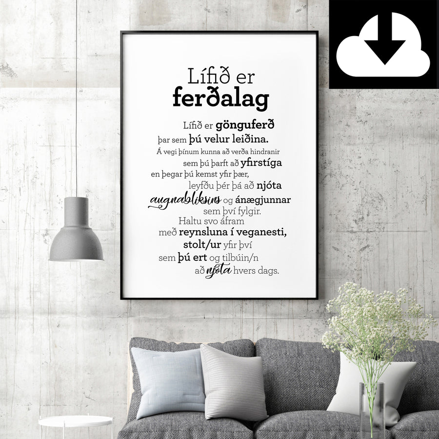 Lífið er ferðalag - Rafræn útgáfa til útprentunar - nokkrar stærðir fylgja