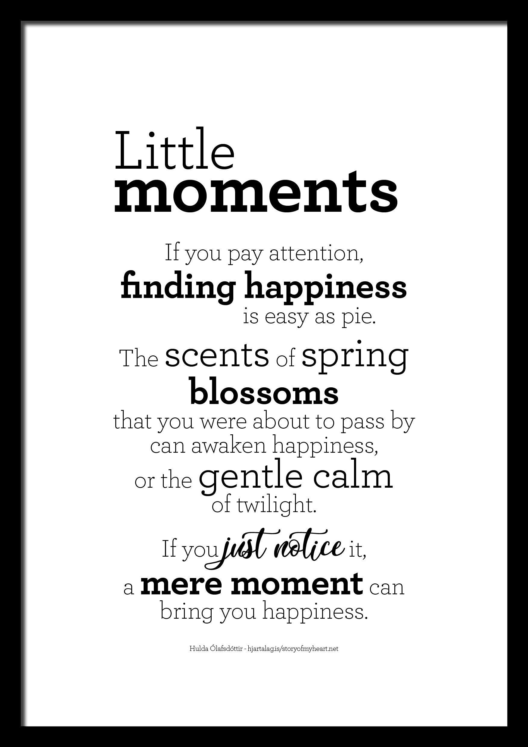 Little moments - Text Print - Digital Download - Icelandic Scandinavian Nordic - Black & White - Minimal Typographic Wall Art