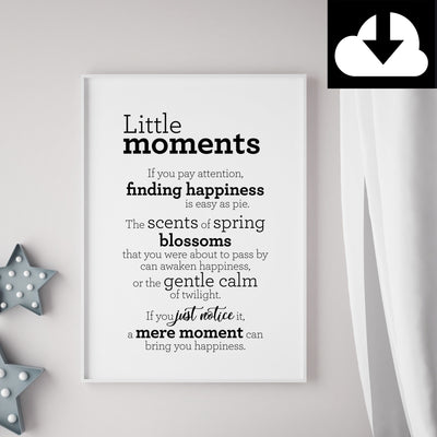 Little moments - Text Print - Digital Download - Icelandic Scandinavian Nordic - Black & White - Minimal Typographic Wall Art