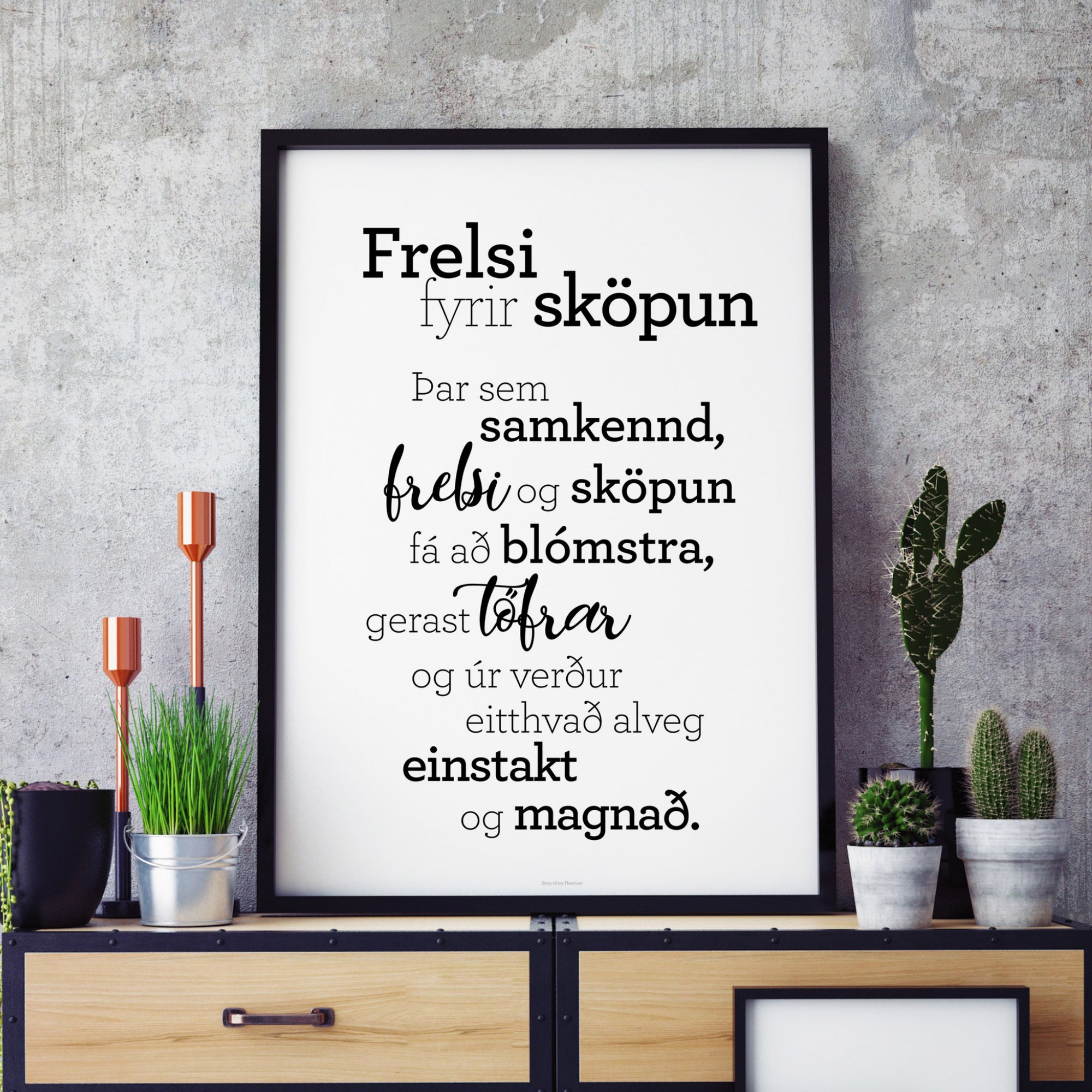 Plakat með gullkorni eftir Huldu Ólafsdóttur - Frelsi fyrir sköpun