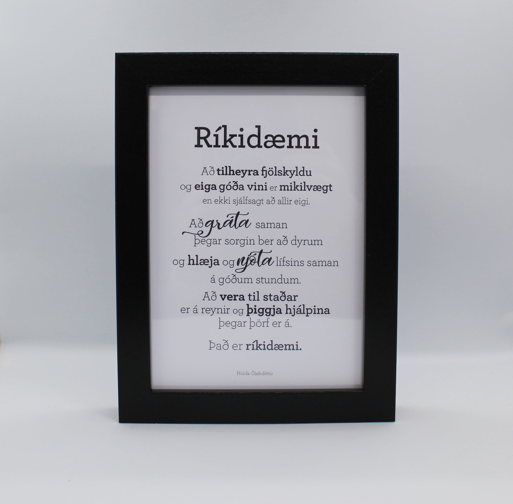 Ríkidæmi - Gullkorn í ramma - Texti eftir Huldu Ólafsdóttur