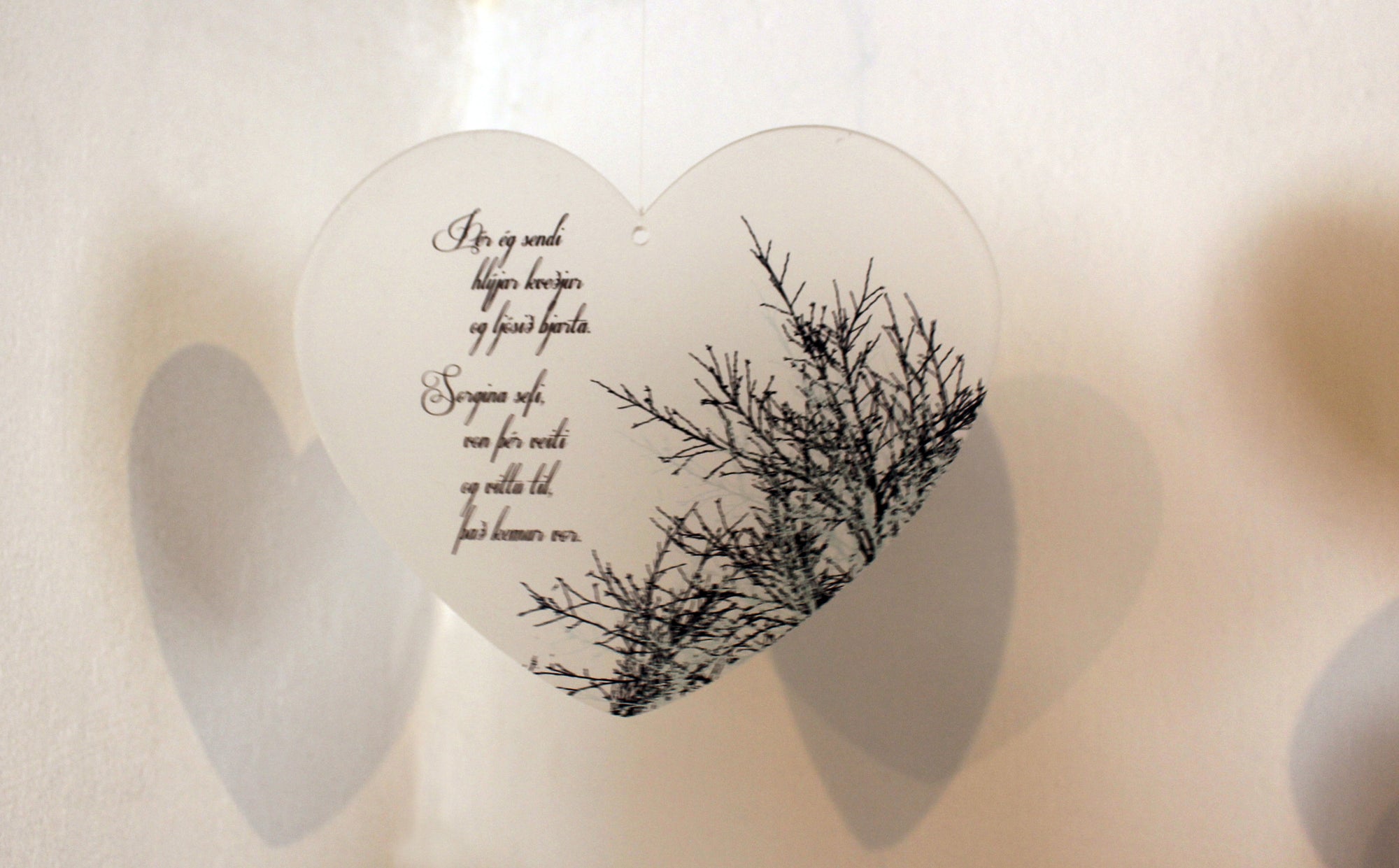 Hjarta með ljóðinu Samúð eftir Huldu Ólafsdóttur