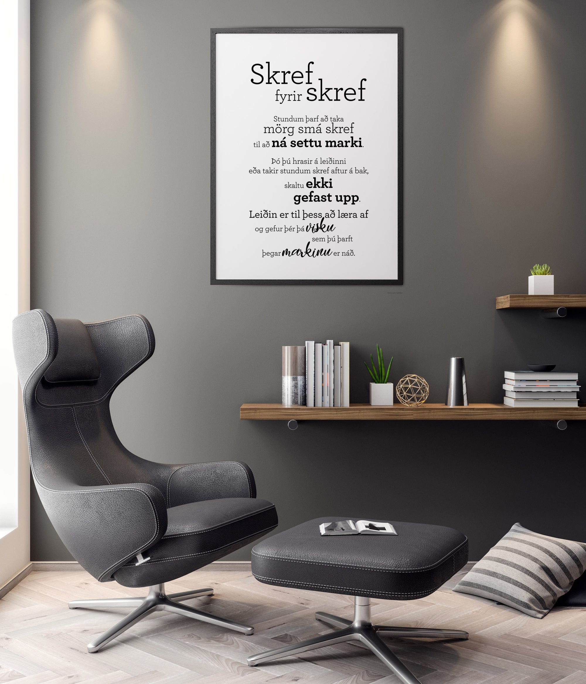 Plakat með gullkorni eftir Huldu Ólafsdóttur - Skref fyrir skref