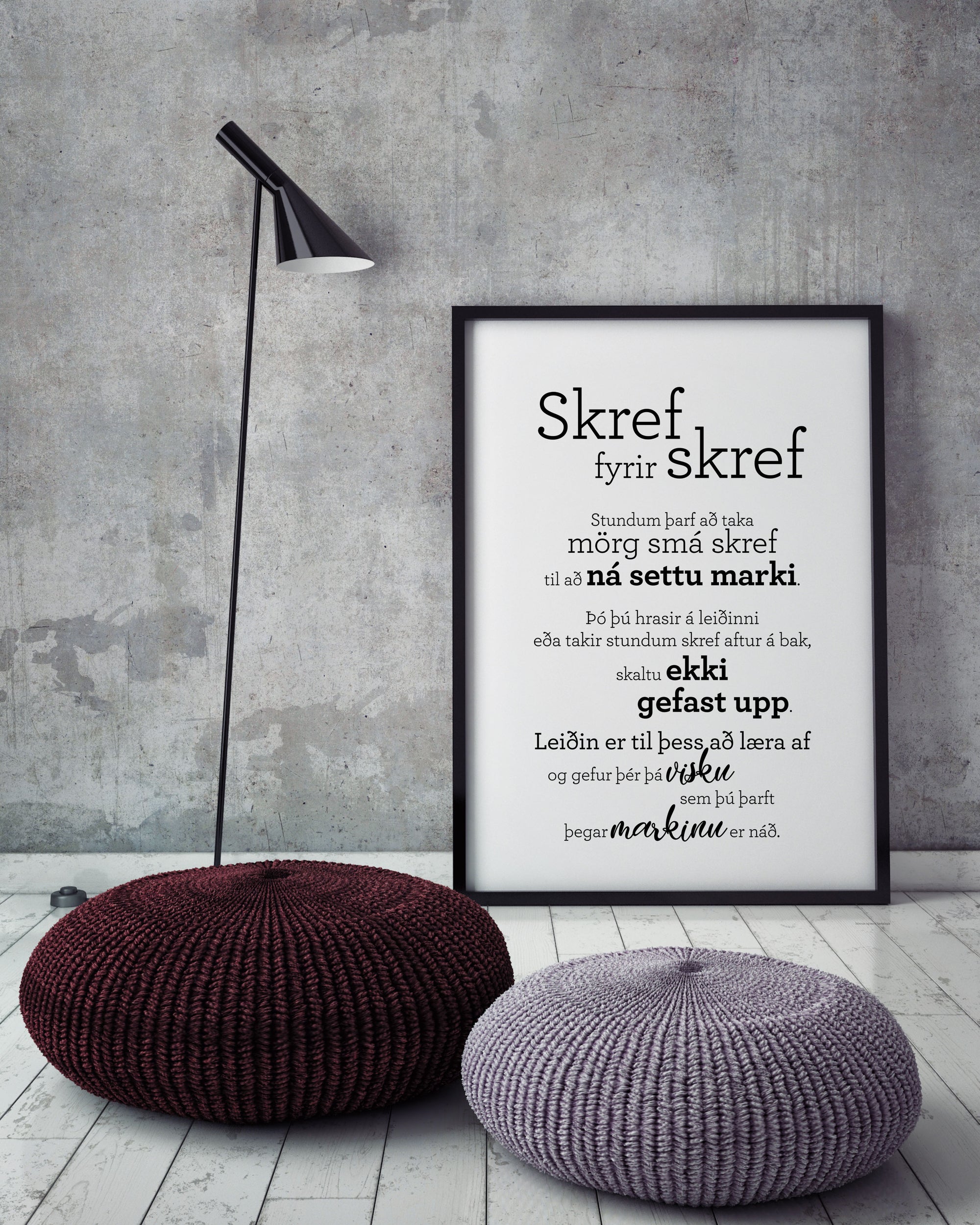 Plakat með gullkorni eftir Huldu Ólafsdóttur - Skref fyrir skref