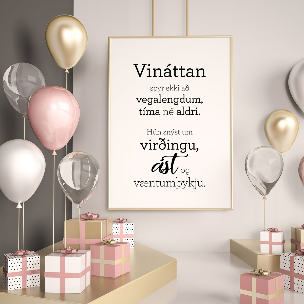 Plakat með gullkorni eftir Huldu Ólafsdóttur - Vináttan
