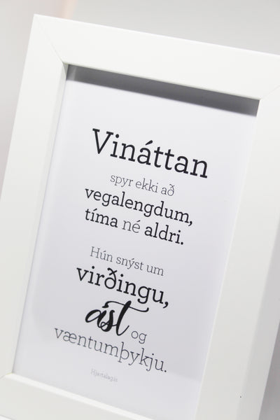 Vináttan - Gullkorn í ramma - Texti eftir Huldu Ólafsdóttur
