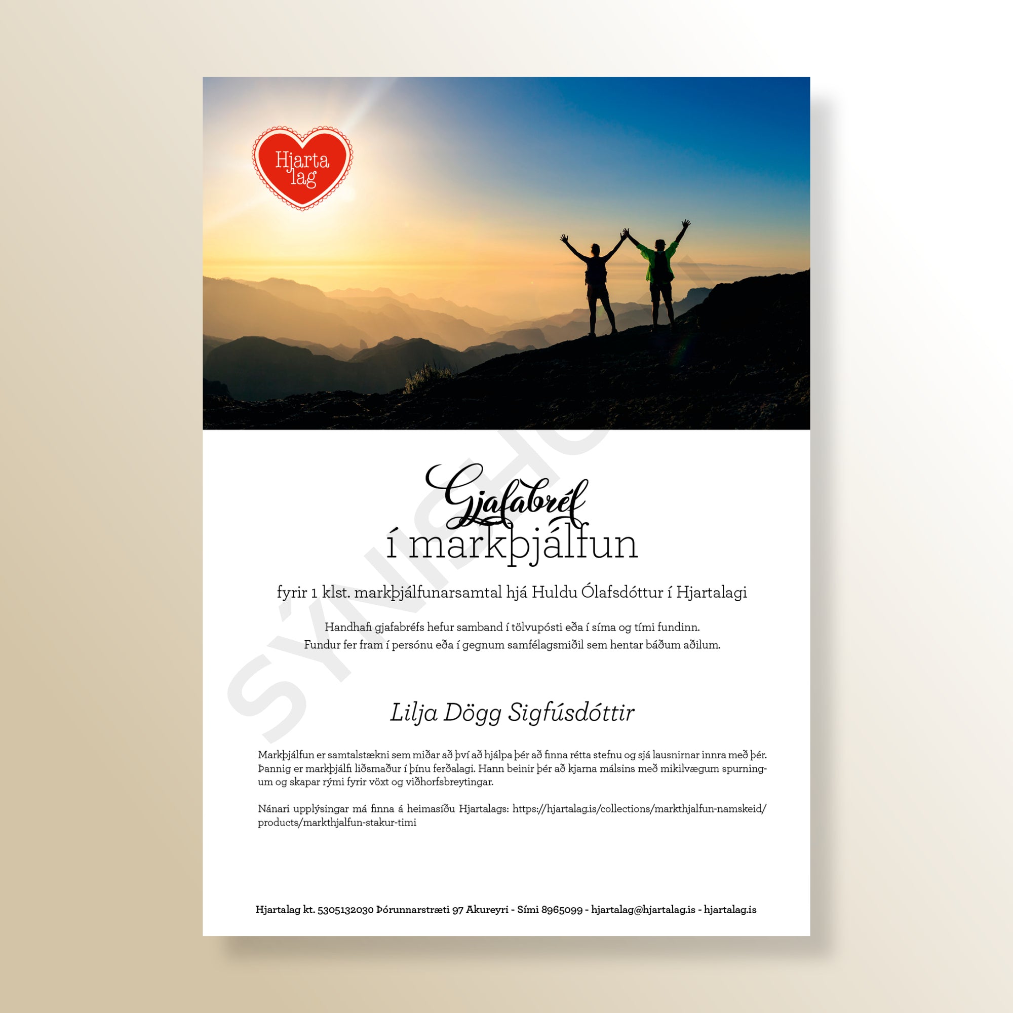 Markþjálfun - Gjafabréf í Markþjálfun - stakur tími