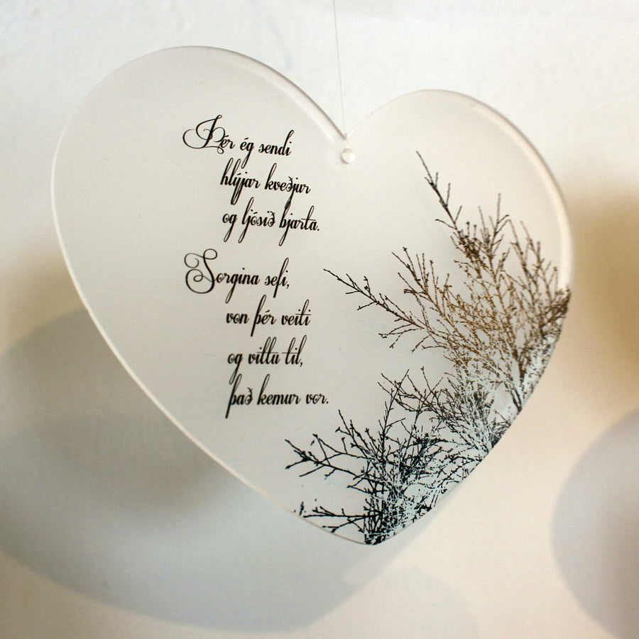 Hjarta með ljóðinu Samúð eftir Huldu Ólafsdóttur