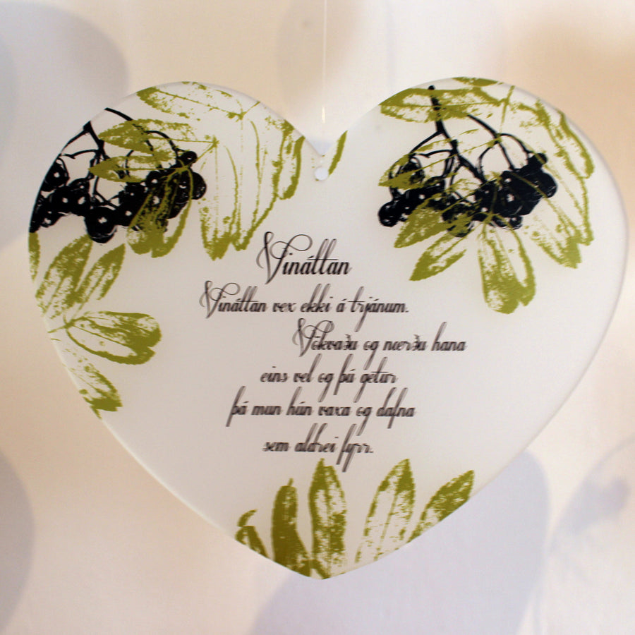 Hjarta með ljóðinu Vinátta eftir Huldu Ólafsdóttur