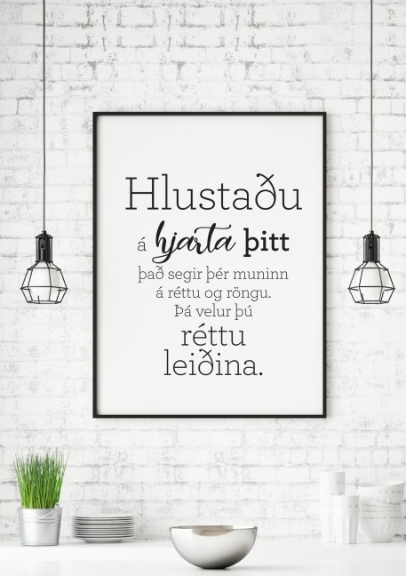 Plakat með gullkorni eftir Huldu Ólafsdóttur - Hlustaðu á hjarta þitt